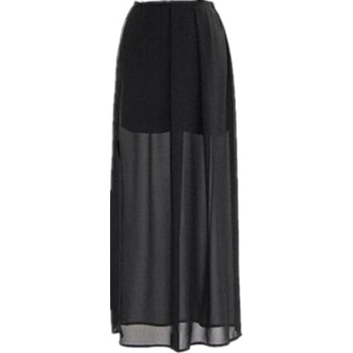 Fashion Korean style women streetwear maxi long chiffon skirts,sexy Bohemian beach split skirt,plus size skirts 6XL 7XL 8XL