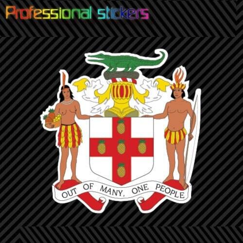 Jamaican Coat of Arms Sticker Decal Self Adhesive Vinyl Jamaica Flag JAM JM Stickers for Cars, Bicycles, Laptops, Motos
