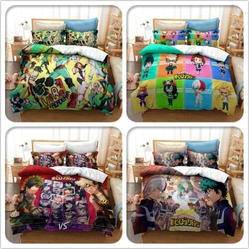 New My Hero Academia 3d Bedding Set Bakugou Katsuki Todoroki Shouto Duvet Cover Pillowcase Children Anime Bed Linen Bedclothes