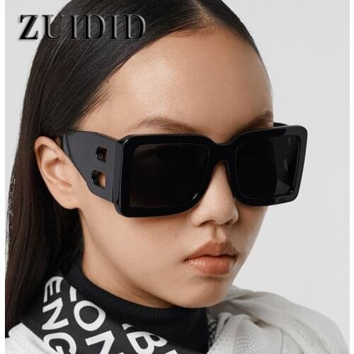 Classic Retro Square Sunglasses Women Brand Designer Fashion B-Shape Decorative Glasses Ladies Street Shot Black Eyewear Oculos