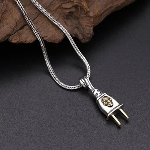 Emith Fla 925 Sterling Silver Necklace Pendants for Women And Men Fashion Jewelry Ethnic Vintage Men Plug Pendants Punk