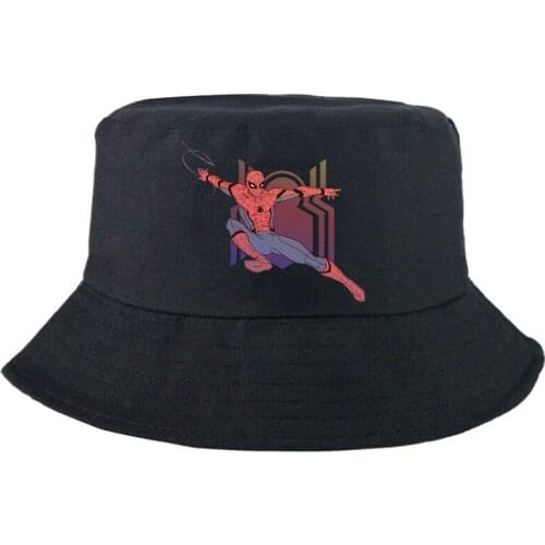 Disney Marvel Spiderman Double-sided Fishing Hat Graphic Outdoor Bucket Hat Street Summer Fashion Panama Cap Man Women Casual