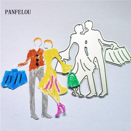 PANFELOU Fashion Shopping lovers metal craft paper die cutting dies Scrapbooking/DIY Easter Halloween Embossing mould cards