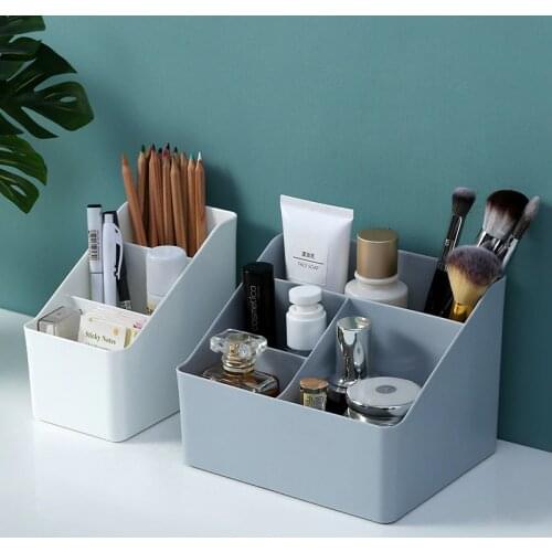 Plastic Desktop Sundries Storage Makeup Organizer Cosmetic Makeup Brush Storage Case Home Office Bathroom Storage Box