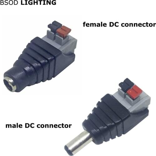 BSOD Led Strip Connector Press Type No Welding Power Male Female 5.5x2.1 DC Jack Adapter Plug for 3528 5050 Led Strip Quick Plug