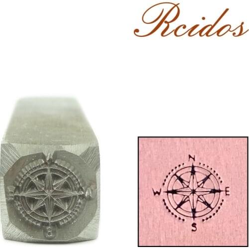 Compas,Boussole Design stamp 10x10mm,DIY Bracelet/jewelry symbols steel stamp