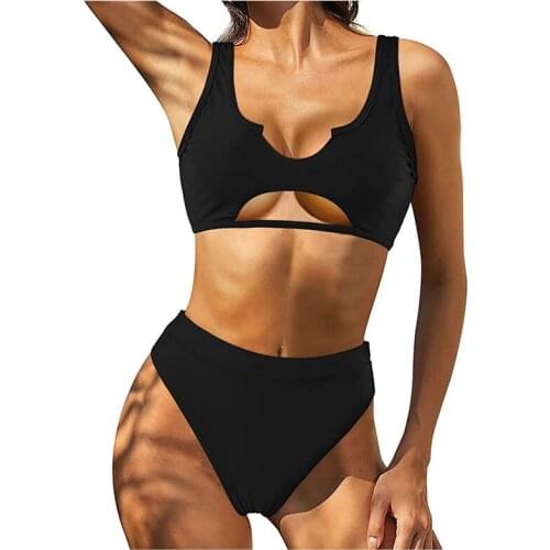 Sexy Solid Bikinis Set 2022 New Swimwear Women Plus Size Bikini Push Up Beachwear Hollow Out Bathing Suit Summer Party Biquini