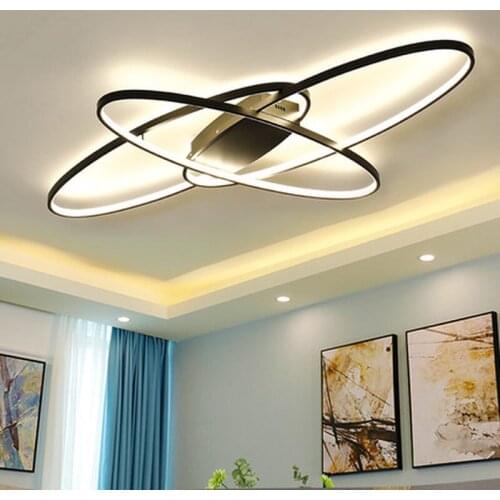 Hot new design Remote dimming Modern Led Chandelie r For Livingroom Bedroom plafon led White/Black modern chandelier Fixtures