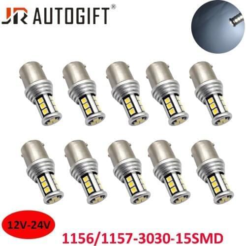 2PCS Super Bright 1156 BA15S P21W White Red BAY15D LED Bulb 1157 P21/5W 7440 W21W 3030 15SMD Auto Lamp Reverse Light 12V-24V