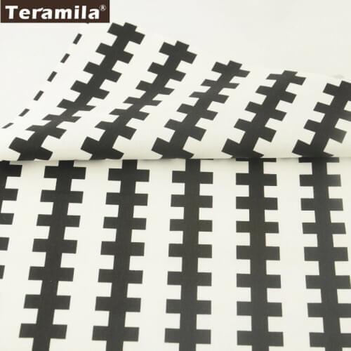Teramila Tissue 100% Cotton Fabric Home Textile Closed Black Cross Designs Patchwork Quilting Sewing Tela Decoration Cloth Craft