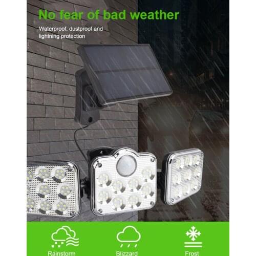 Three-head LED Remote Control Upgraded COB Solar Light Motion Sensor Outdoor Lighting Solar Wall Street Light Waterproof Lamp
