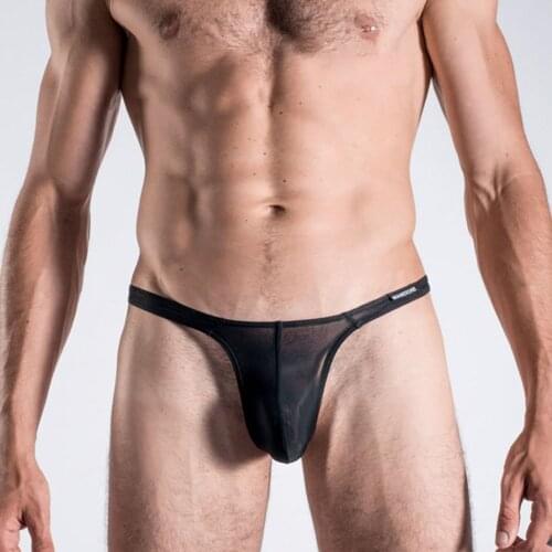 Men See Through Briefs Breathable G-Strings Bulge Pouch Thongs Bikini Underwear Panties White Black M/L/XL