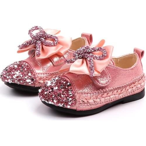 Little Girls Dress Sequins Bow Princess Party Shoe For Toddler Girl Flat Wedding Shoes Baby Kids Leather Shoes1 2 3 4 5 6 Years