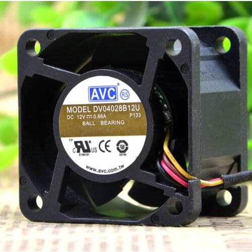 New For AVC DV04028B12U 4028 40X40X28MM 4cm Fan 4-Wire Speed DC 12V 0.66A axial cooling fan
