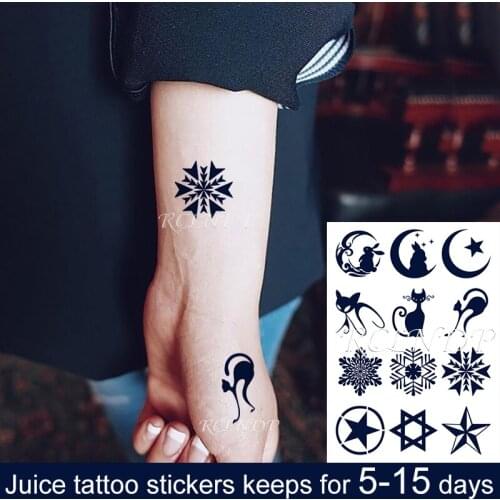 Waterproof Temporary Juice ink Sticker Moon Star Rabbit Fox Cat Snow Pattern Fruit Gel Long lasting Tattoo for Men Women girl
