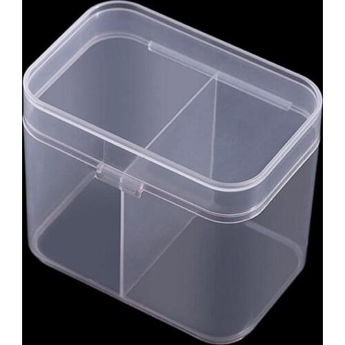 Cosmetic wash towel storage box nail pen container storage box 2 grid plastic storage box with lid cotton unloading nail tool
