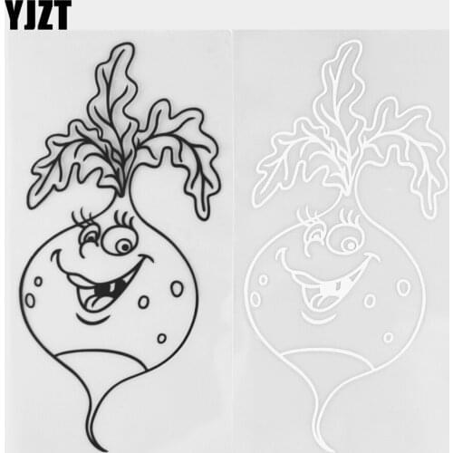 YJZT 8.1×16.6CM Cartoon Radish Funny Vegetable Vinyl Decals High Quality Car Stickers Art Murals Black / Silver 20B-0318