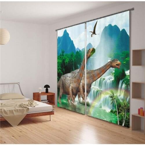 Mainstay kids curtain Blackout 3D Window Curtain Living Room Customized size Drapes Rideaux Cortinas Dinosaur Cushion cover