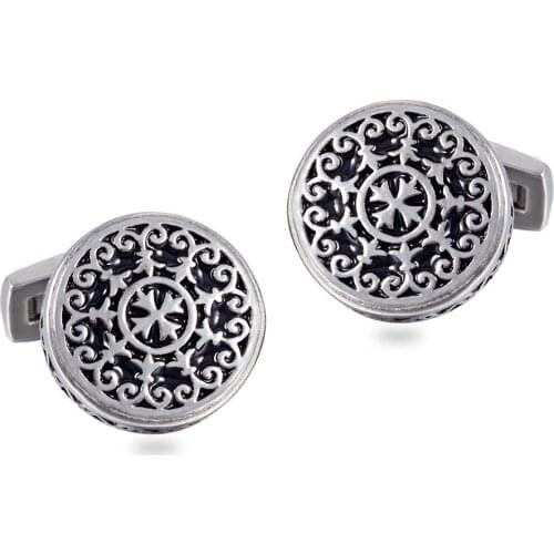 Retro Palace Court Flower Vine Carving Stainless Steel 316L Cufflinks For Gentry Tuxedo Business Formal Shirts