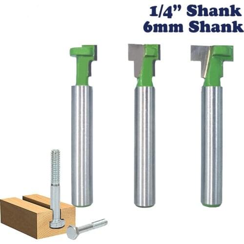 1pc 1/4" or 6mm Shank T-Slot Milling Cutter Router Bit Set Hex Bolt Key Hole Bits forWood Woodworking