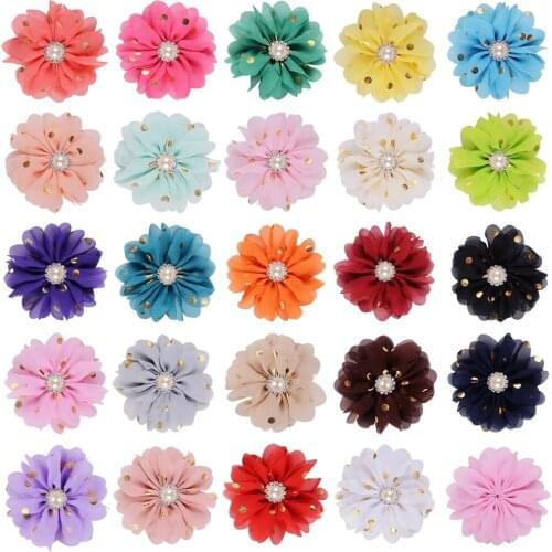 100pcs Chiffon Flowers Pet Dog Collar Accessories Polka Dots Cat Dog Bowties Collar Charms Pet Supplies
