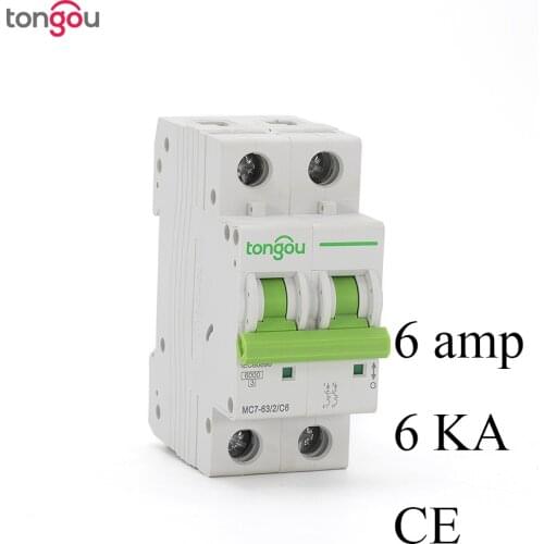 2 Pole C6 6KA Miniature Circuit Breaker 110V/220V/240V MCB 5 Years Warranty TOMC7