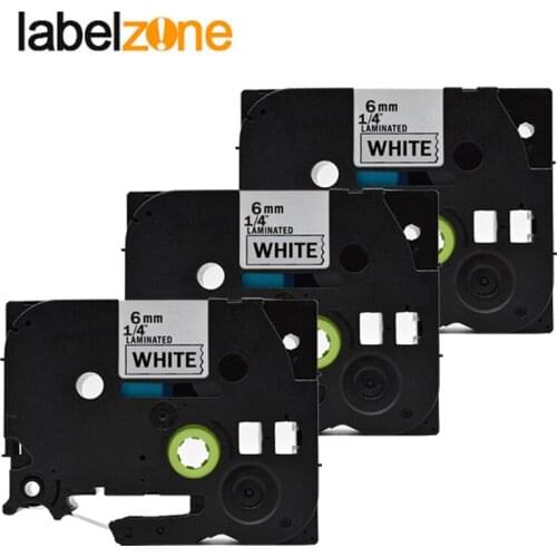 3Pcs 6mm Black on white tze211 Compatible Brother p-touch printers tze-211 tz211 tz-211 tz tze 211 label tape for ptouch 6mm
