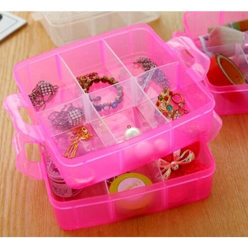 3 Layers 18 Compartments Clear Storage Box Container Jewelry Bead Organizer Case
