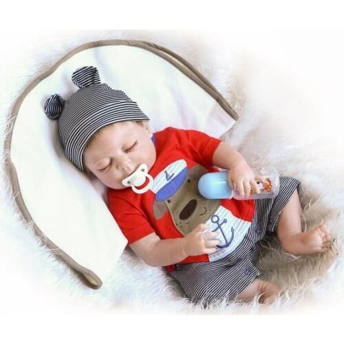 57cm Full SIlicone Vinyl Soft Body Simulation Boy Doll Sleeping Reborn Baby Dolls Kid Play House Toy Children Gifts