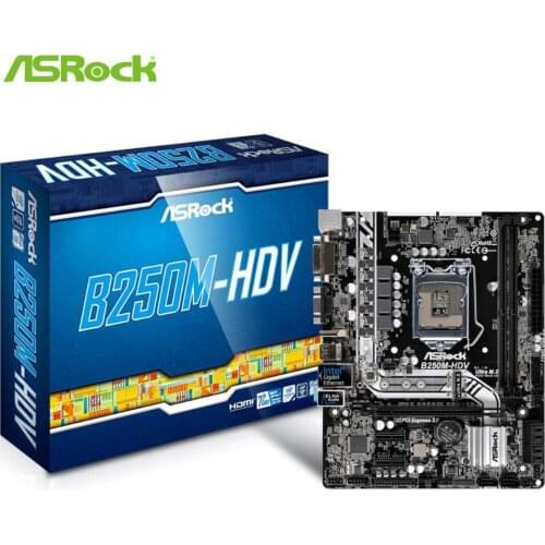 ASRock B250M-HDV For Intel B250 LGA 1151 Socket SATA 6Gb/s Ultra M.2 interface USB 3.0 DDR4 Micro ATX PC Desktop Mainboard