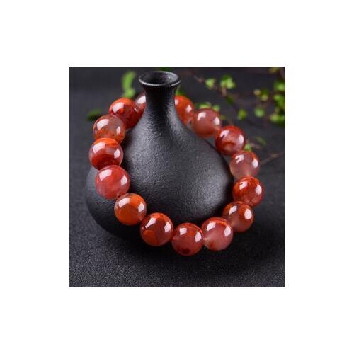 Free shipping 13mm -14mm Pure natural ore South red agate bracelet stone polished ice floating flame red