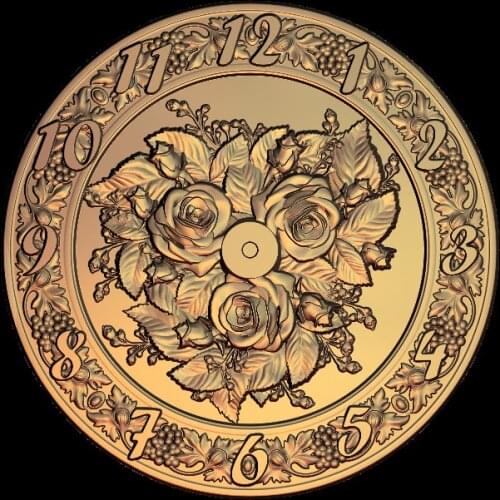 Clock 3D relief STL model for cnc router carving engraving artcam type3 aspire C15