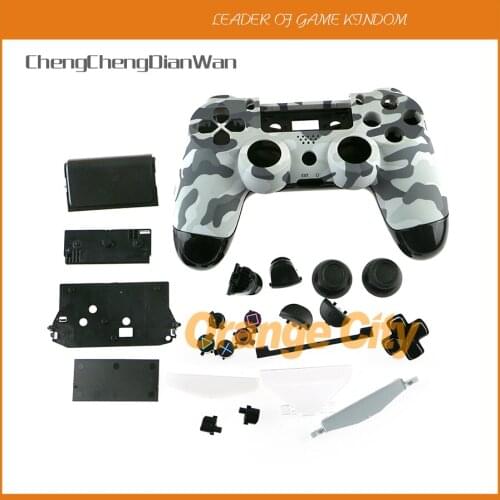 ChengChengDianWan Camouflage Shell Housing Case With Full Small Keys Conductive Parts For PS4 wireless Controller