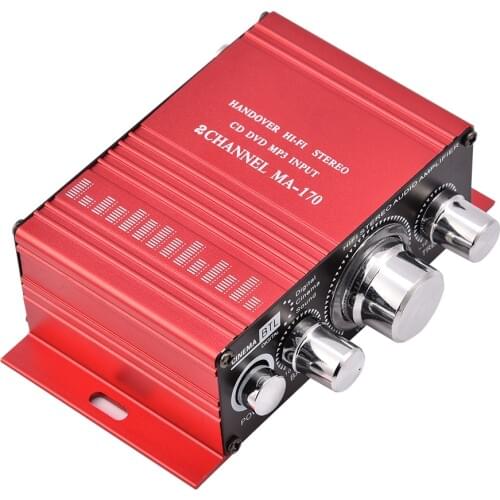 12V 2 Channel Digital Amplifier HiFi Stereo Bass Volume Control Audio Power Amplifier Aluminium Alloy Shell Home Audio Tools