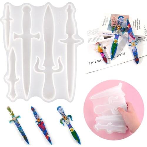 DM143 2Pcs Dagger Knife Resin Silicone Mould Self-Defense Sword Art Supplies Stampo Per Resina Epossidica
