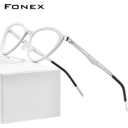 FONEX Acetate Glasses Women Myopia Prescription Cat Eye Eyeglass Frame 2020 New Optical Brand Designer Screwless Eyewear F1008