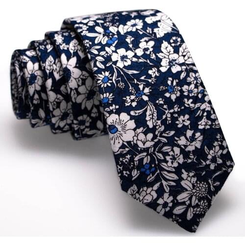 KAMBERFT Floral Ties For Men Classical Colorful Cotton Tie Mens Ties 6cm Slim Neck Tie Skinny Necktie For Wedding Party