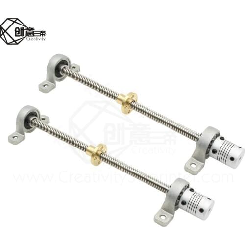 T8 Lead screw 300/350/350/380/400/500mm 8mm+ T8 nut+KP08 bearing Bracket +5X8 mm Flexible Coupling 3D printer parts &CNC