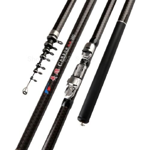 Carbon Rock Fishing Rod 2.7M 3.6M 4.5M 5.4M 6.3M Carp Rod Telescopic Sea Fishing Rod Spinning Rod Ultralight Hard Rod 2021