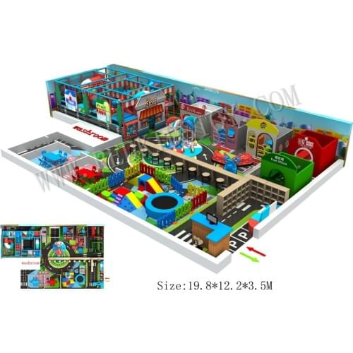 Multifunctional Children Playground With Roads&House&Soft Play Area HZ-8330