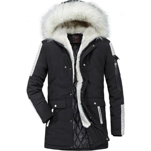 Mens Long Warm Winter Thicken Fur Collar Hooded Coats Outwear Parkas Camouflage 2Colors 2020 New Arrival