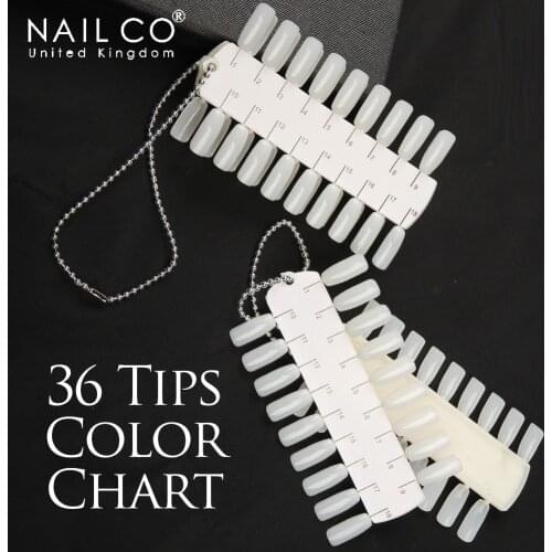 NAILCO 36 Color Nail Tips Nails Plate Strip Mold Gel Polish Practice Acrylic False Nail Art Chart Display Board Tool Manicure