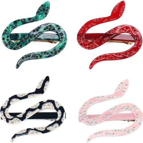 New Design Snake Shape Hair Clips High Quality Cellulose Acetate Snake Hair Barrette Vivid Thin Snake Hair Clip