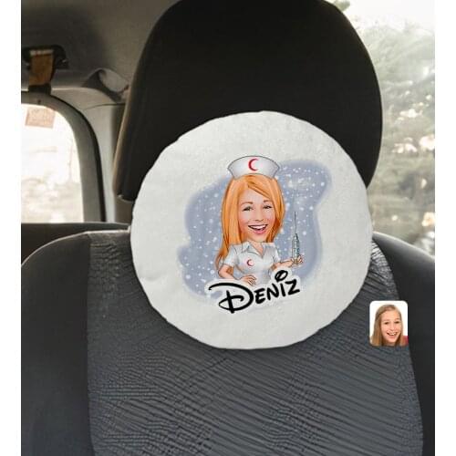 Personalized Is Nurse Caricature Of Round Car Seat Yastığı-1