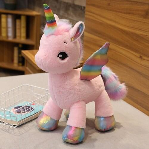 Unicorn Plush Toy with Rainbow Wings Cute Animals Stuffed Fly Unicorn Soft Pillow Kids Girl Room Decor Birthday Christmas Gifts