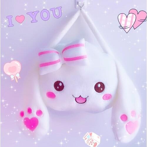 45*33cm Cute Rabbit Plush Backpack Japanese Lolita Rabbit Backpacks Rabbit Stuffed Plush Dolls for Girls Plush Handbag Soft Bags