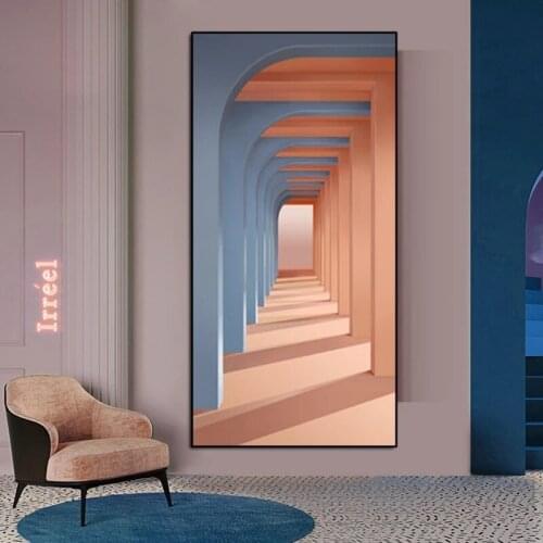 Nordic Morandi Style Poster Pink Building Modern Wall Art Print Canvas Painting Wall Pictures for Gallery Living Room Home Decor