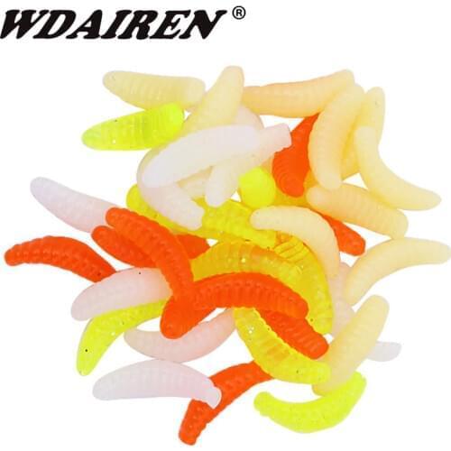 100pcs Rubber Fishing Lures Soft Lure Baits Smell Worms Glow Shrimps Tackle 2cm 0.3g Soft Baits Lifelike Fishy Smell Lures
