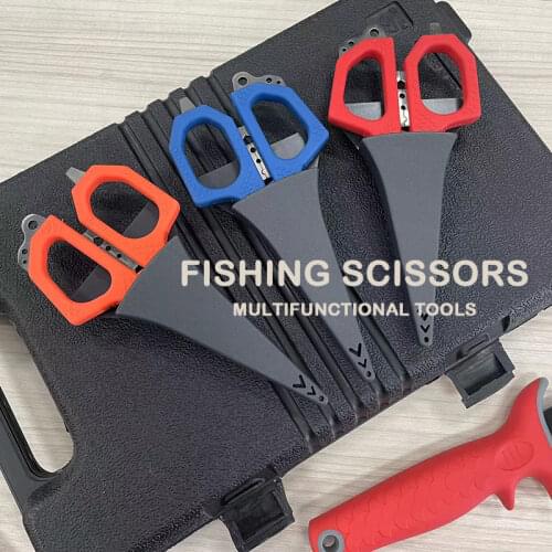 TUNALA Fishing Braid Line Scissors Kraton Handle Multifunctional Tools with Sheath Hook Remover Split Ring Pess Lead Screwdriver
