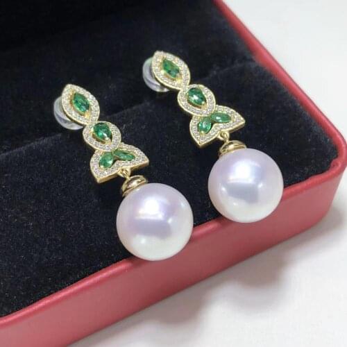 D416 Pearl Earrings Fine Jewelry 925 Sterling Silver Natural 8-9mm Sakura Pink Fresh Water White Pearls Drop Earrings For Women